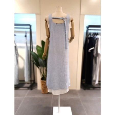 스퀘어넥 레이어드 원피스 스카이블루