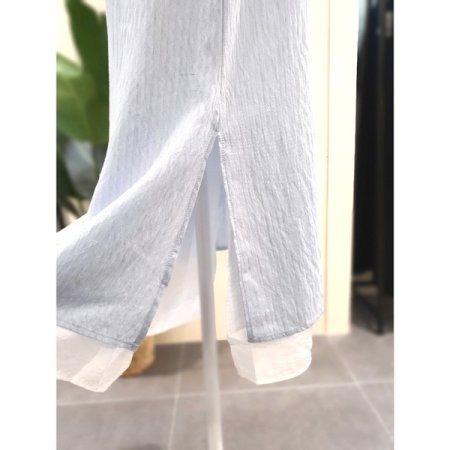 스퀘어넥 레이어드 원피스 스카이블루