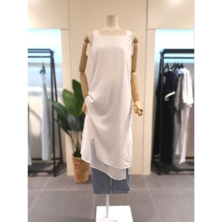 스퀘어넥 레이어드 원피스 스카이블루