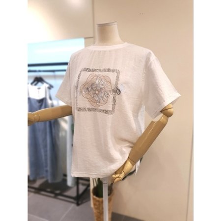 린넨 혼방 반팔 티셔츠 오트밀