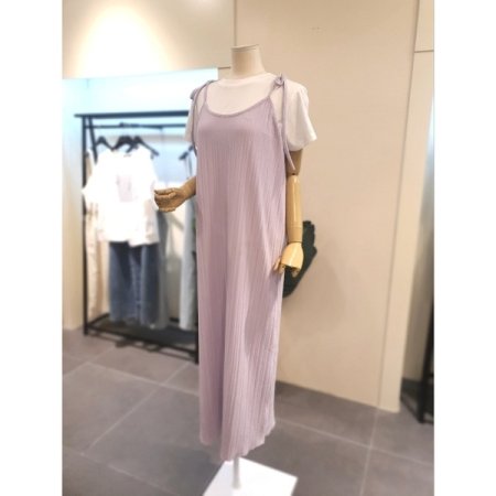 플리츠 뷔스티에 원피스 퍼플