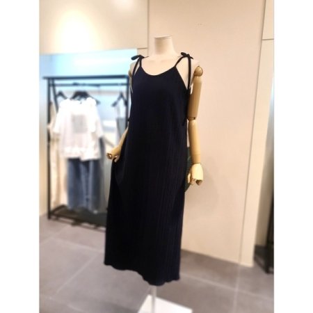 플리츠 뷔스티에 원피스 네이비