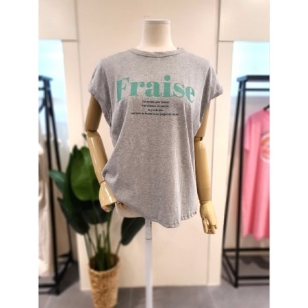 프레이즈 캡소매 티셔츠 카키