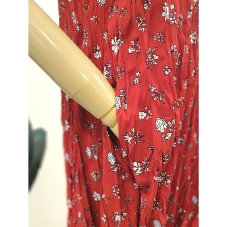 주름 플라워 민소매 원피스 레드