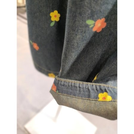 플라워 배기 데님 팬츠