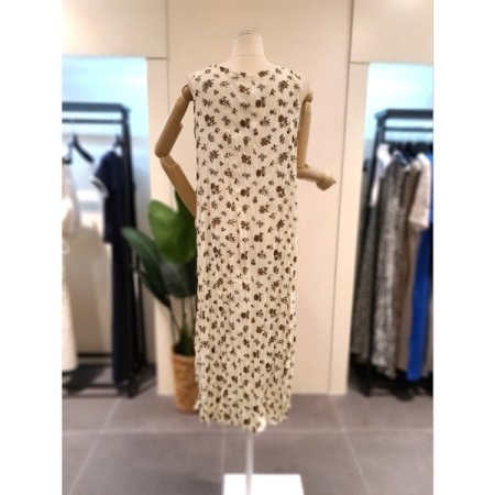 주름 플라워 민소매 원피스 아이보리