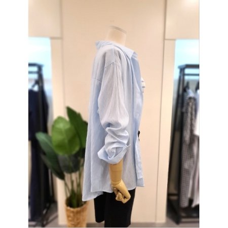 백오픈 블라우스 나시 세트 블루