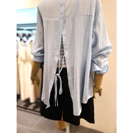 백오픈 블라우스 나시 세트 블루