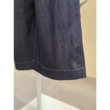 스티치 스트링 와이드 팬츠 다크블루