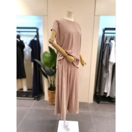 플리츠 드랍 숄더 와이드 팬츠 셋업B