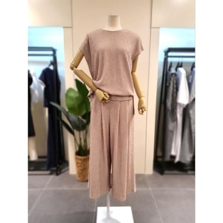 플리츠 캡소매 티 와이드 팬츠 셋업B