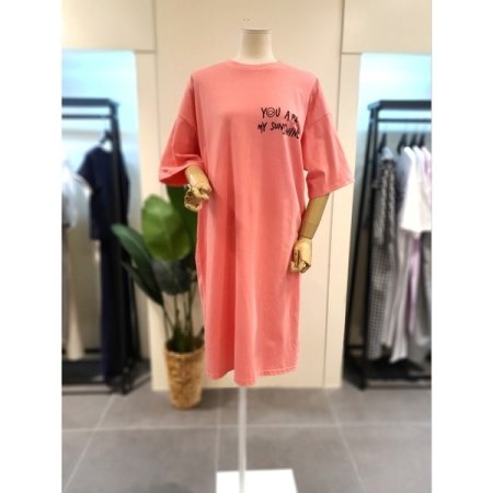 스마일 프린팅 반팔 원피스 라이트그레