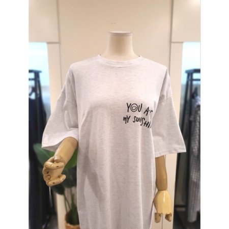 스마일 프린팅 반팔 원피스 라이트그레