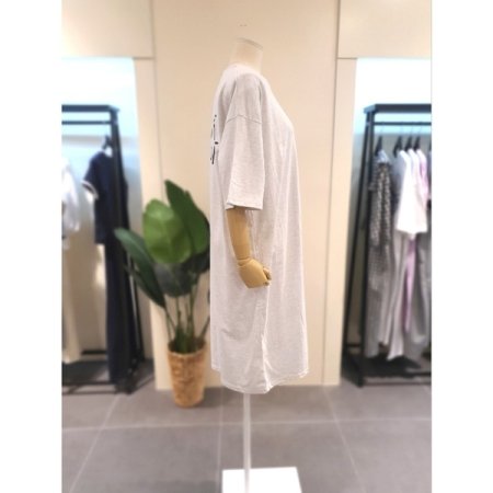 스마일 프린팅 반팔 원피스 라이트그레