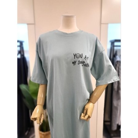 스마일 프린팅 반팔 원피스 민트