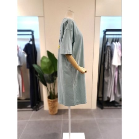 스마일 프린팅 반팔 원피스 민트