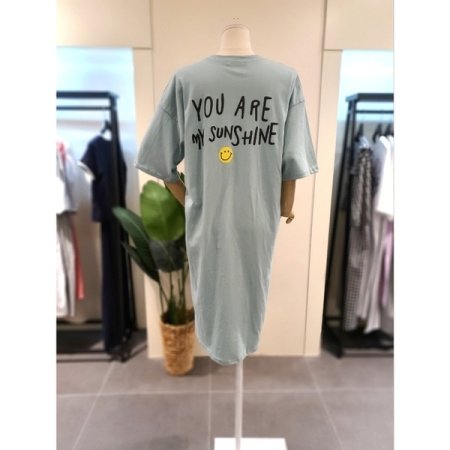 스마일 프린팅 반팔 원피스 민트