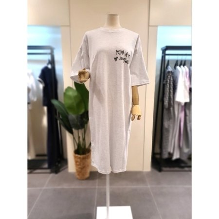 선사인 반팔 원피스 핑크