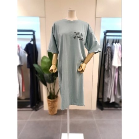 선사인 반팔 원피스 핑크