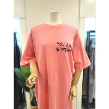 선사인 반팔 원피스 핑크