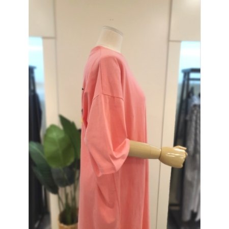 선사인 반팔 원피스 핑크