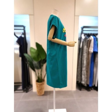 스마일 드랍소매 원피스 그린