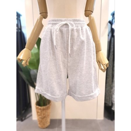 프린 반팔 반바지 세트 라이트그레이