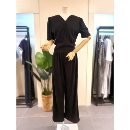 썸머 주름 팬츠 세트 블랙