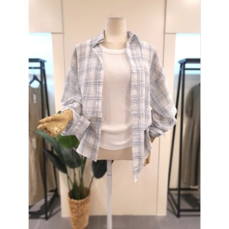 윈디 체크 셔츠 아이보리