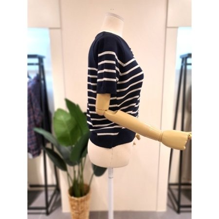 레이스 펄 스트라이프 가디건 네이비