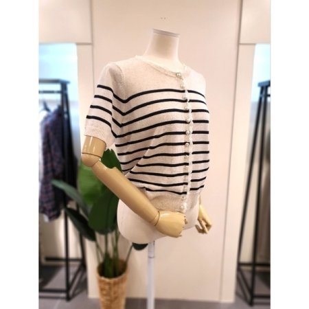 레이스 단가라 가디건 베이지