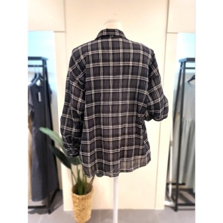 모니 긴팔 체크 셔츠 블랙