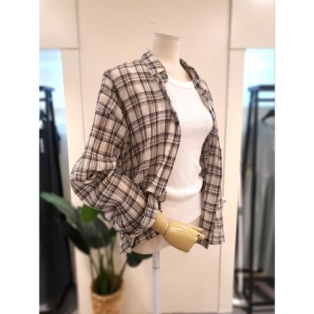 모니 체크 셔츠 배이지