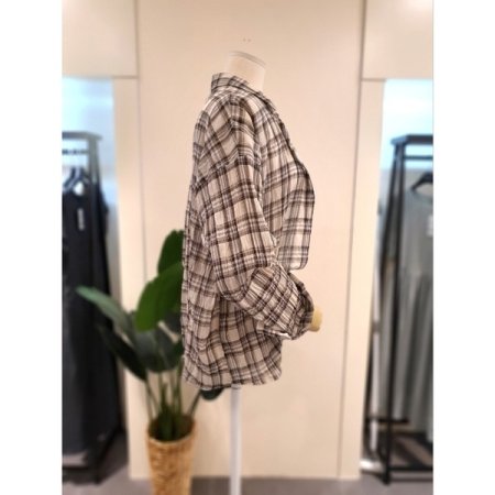 모니 체크 셔츠 배이지