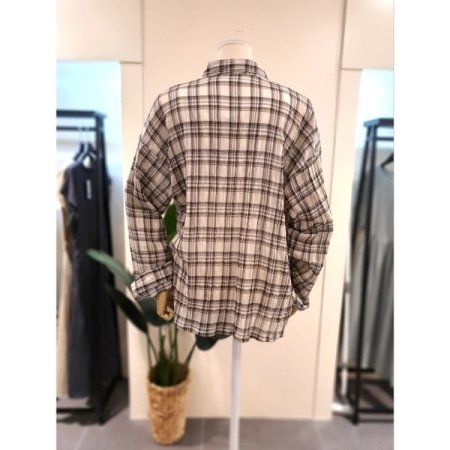 모니 체크 셔츠 배이지