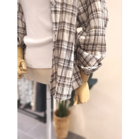 모니 체크 셔츠 배이지