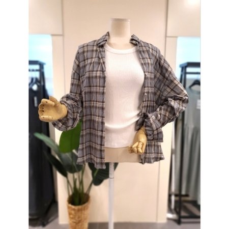 모니 체크 셔츠 스카이블루