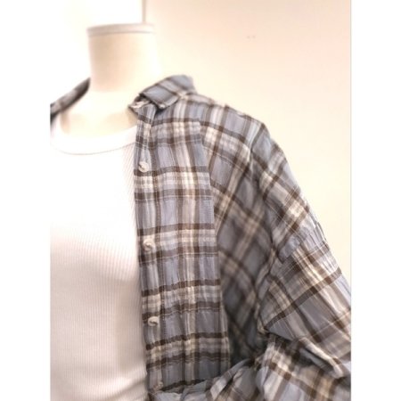 모니 체크 셔츠 스카이블루