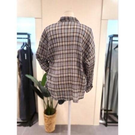 모니 체크 셔츠 스카이블루