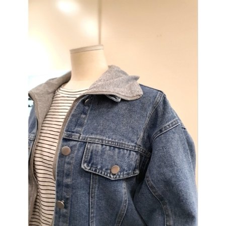 카라 집업 레이어드 청자켓 데님자켓