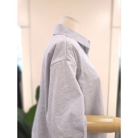 자수 스판 5부소매 셔츠 스카이블루