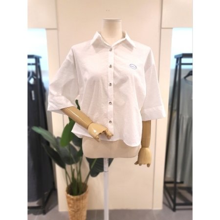 자수 스판 5부 셔츠 크림