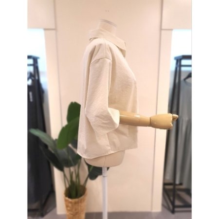 자수 스판 5부 셔츠 크림