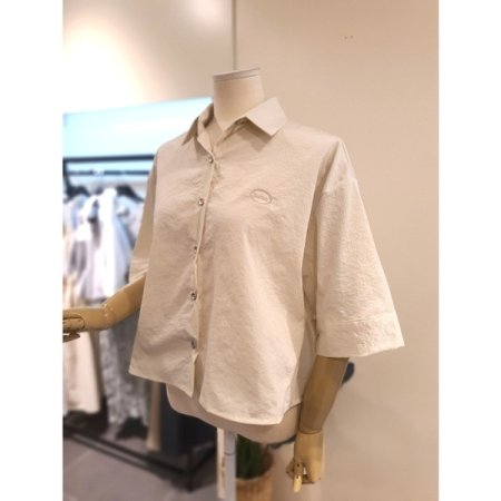 자수 스판 5부 셔츠 크림