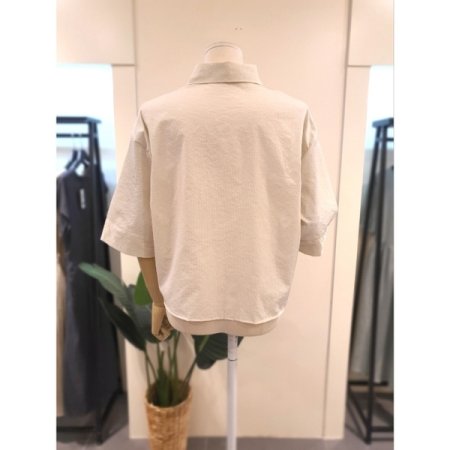 자수 스판 5부 셔츠 크림