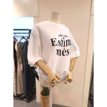 타미 5부 반팔 맨투맨 아이보리