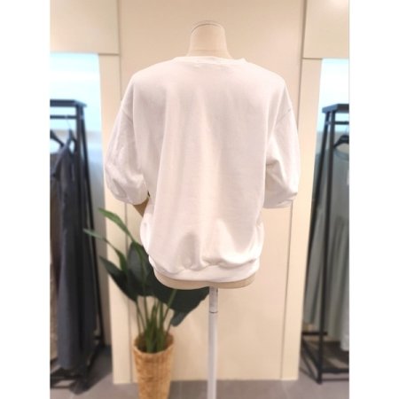 타미 5부 반팔 맨투맨 아이보리