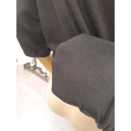 5부 반팔 쭈리 맨투맨 블랙