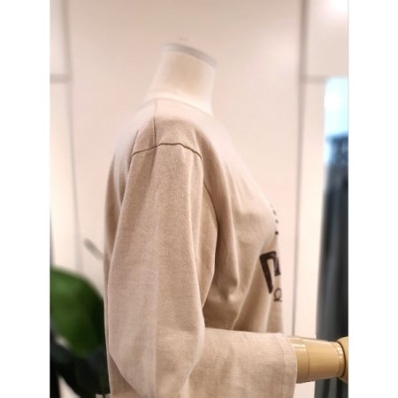 프린팅 7부 티셔츠 베이지
