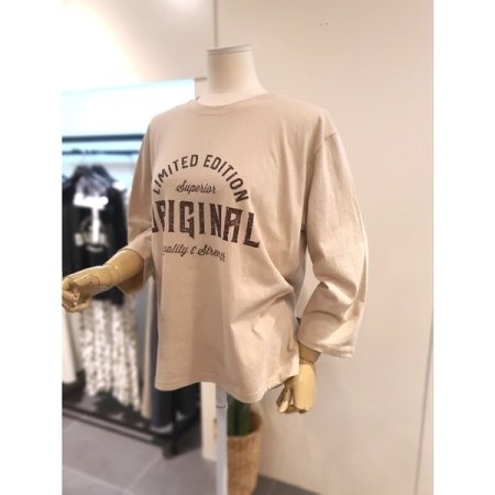 프린팅 7부 티셔츠 베이지